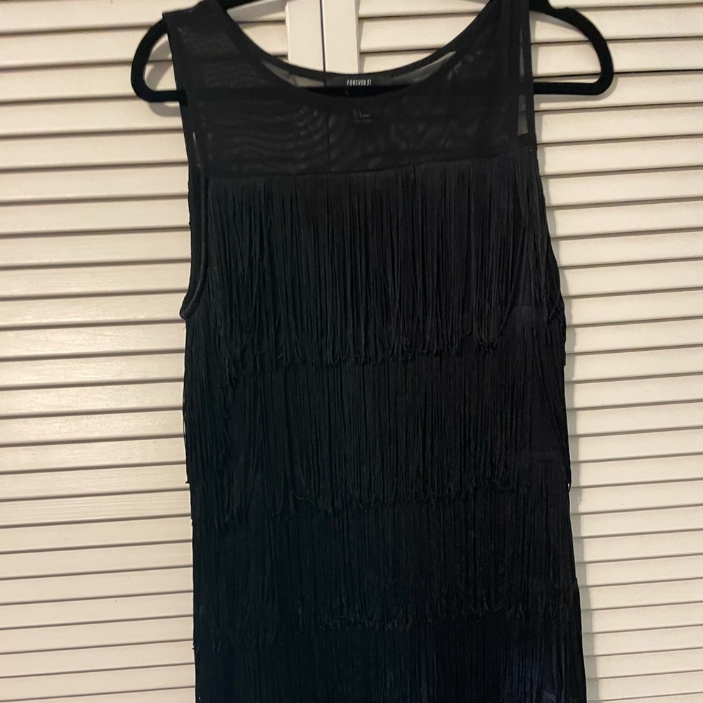 Black full fringe dress